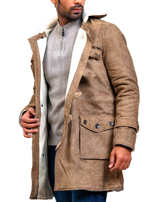 Bane Brown Shearling Leather Coat