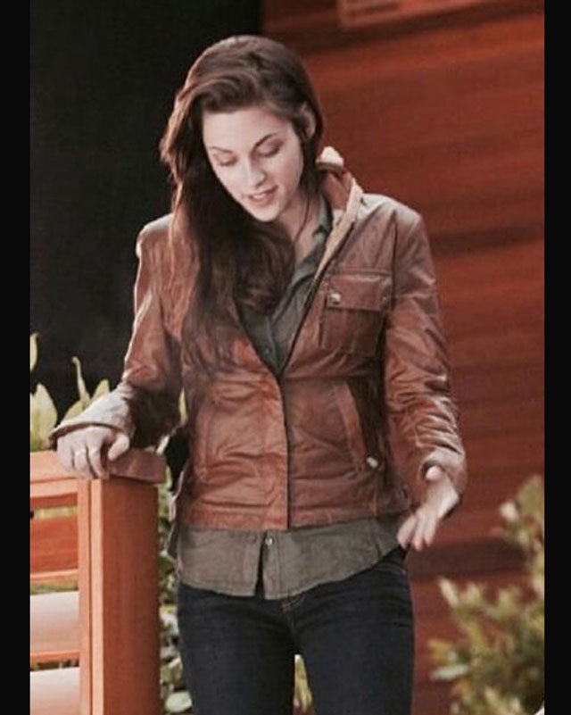 Bella Twilight Brown Cropped Leather Jacket