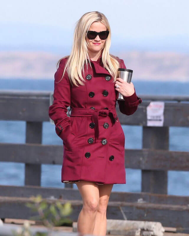 Big Little Lies Reese Witherspoon Maroon Coat
