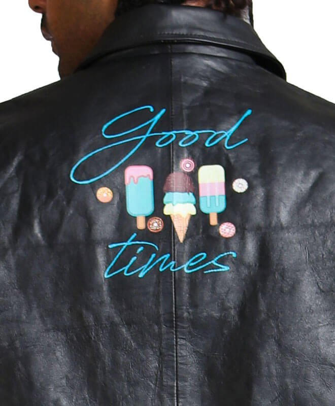 Black Bomber Good Times Leather Jacket