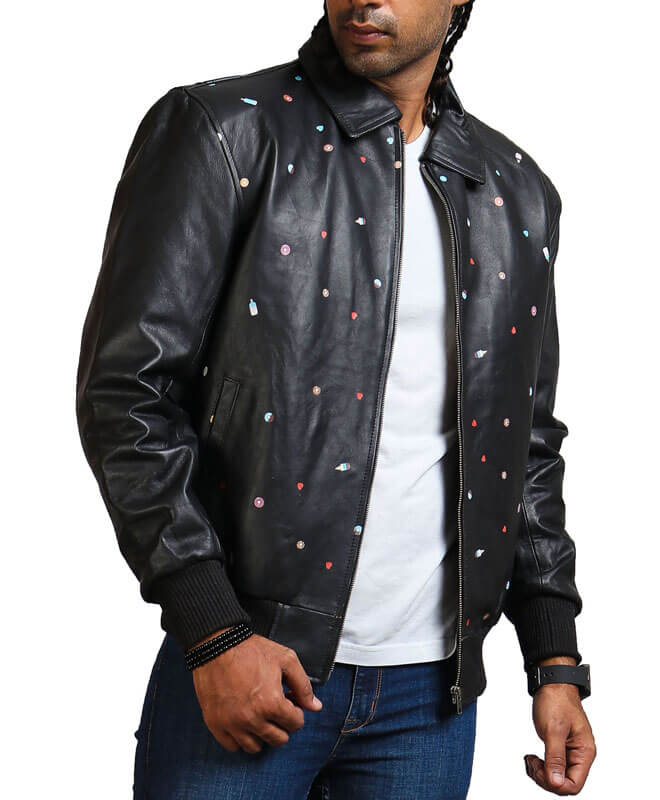 Black Bomber Real Leather Jacket