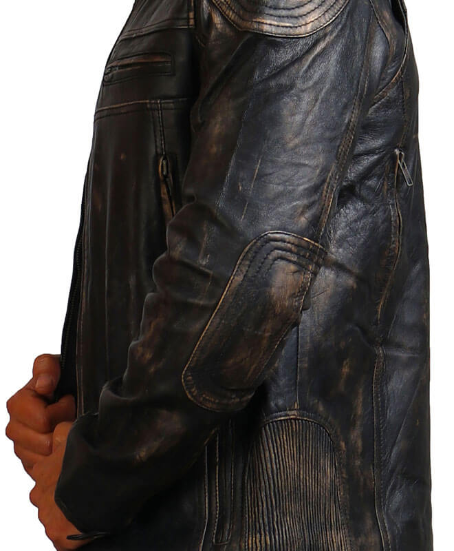 Black Distressed Biker Jacket