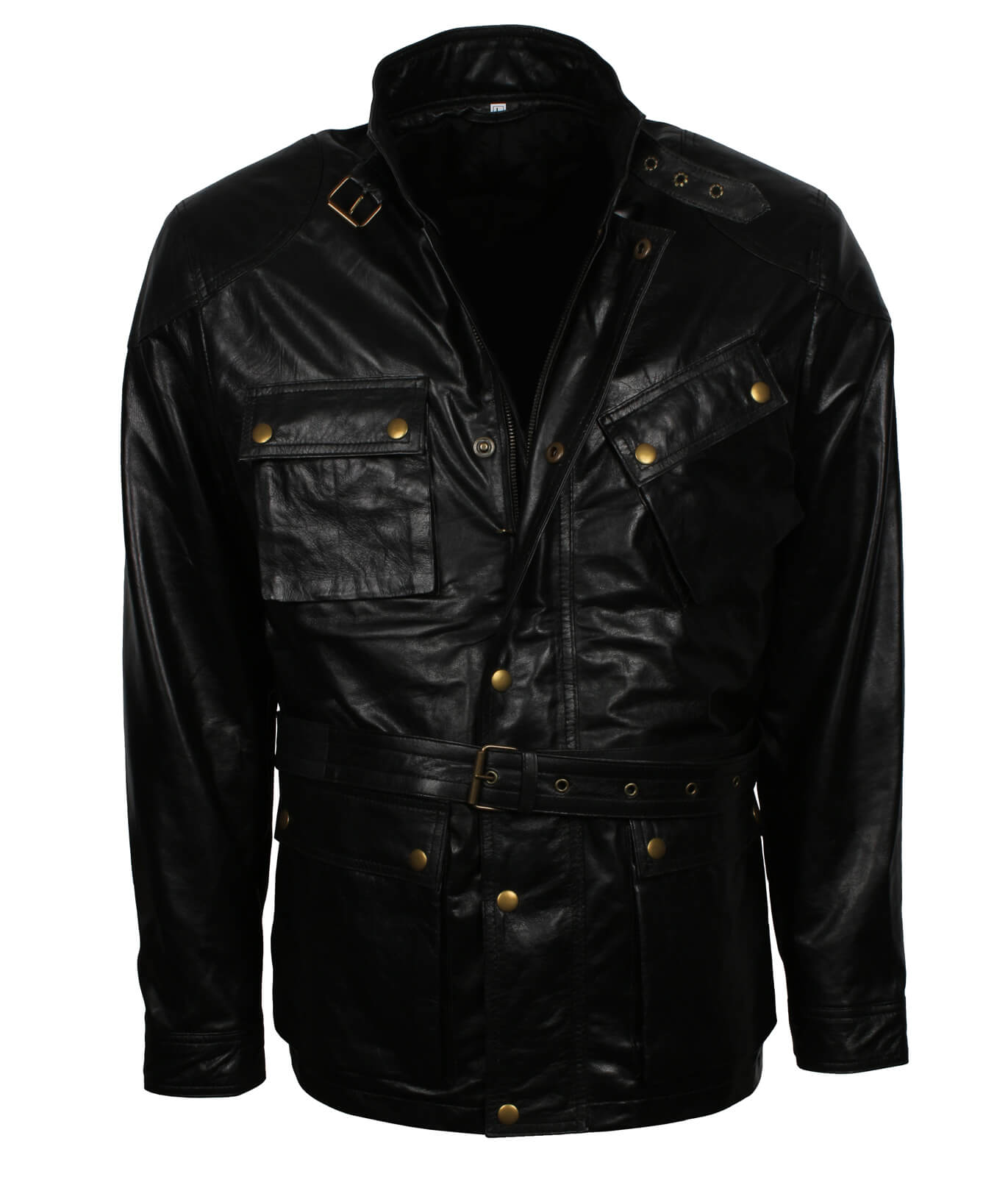 Black Leather Jacket With Belt