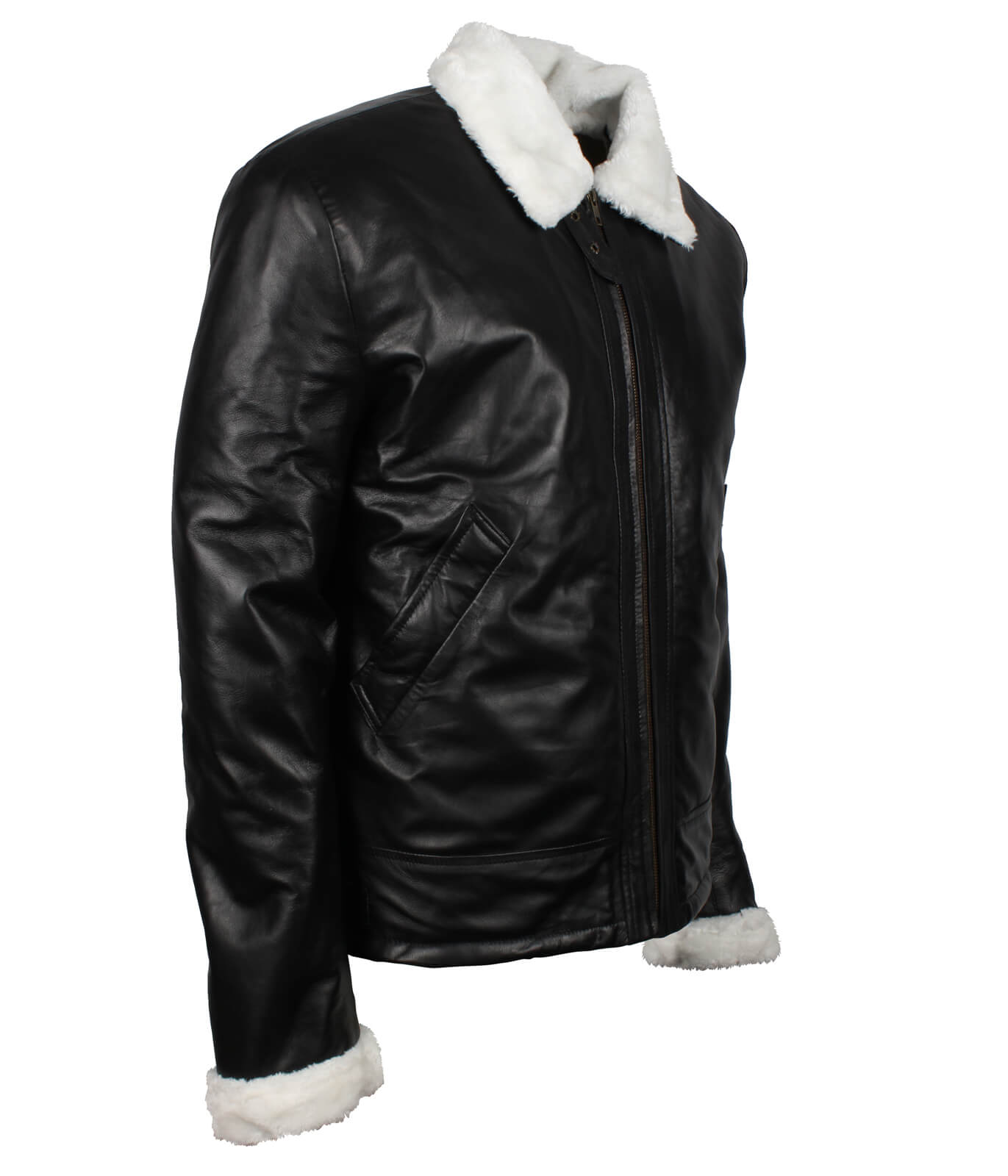 Black Leather Biker Shearling Jacket