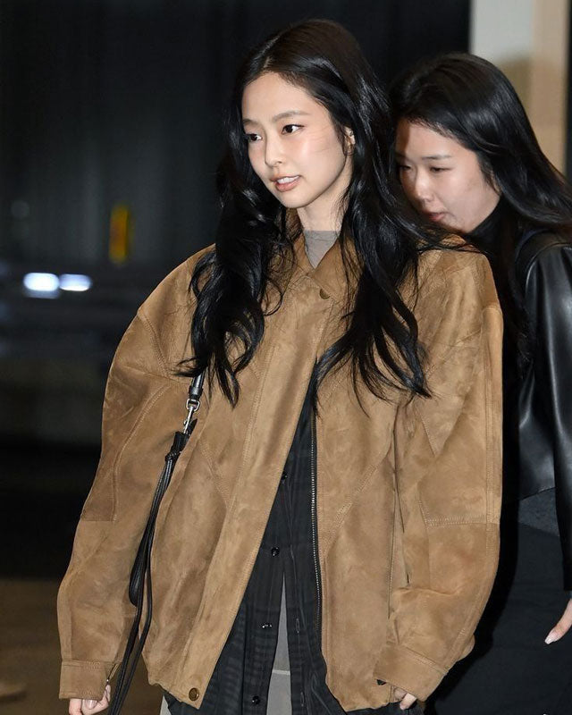 Blackpink Jennie Brown Suede Jacket