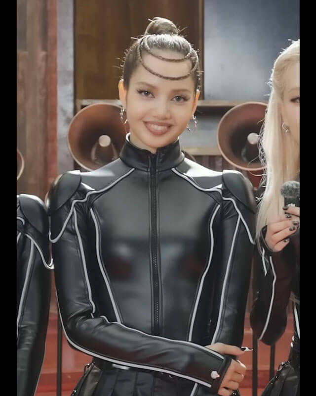 Blackpink Lisa Jump Black Leather Jacket