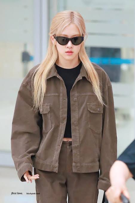Blackpink Rose Airport Fashion Brown Jacket