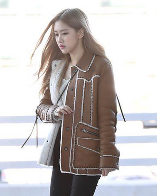 Blackpink Rose Brown And White Jacket