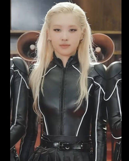Blackpink Rose Jump Black Leather Jacket