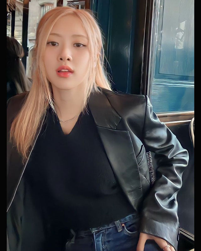 Blackpink RoseBlack Leather Blazer