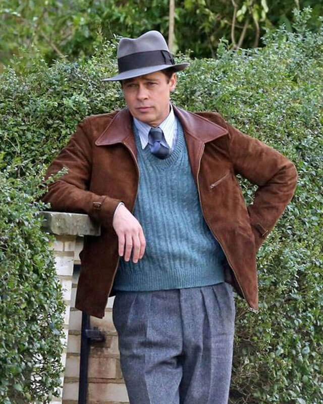 Brad Pitt Allied Brown Suede Jacket