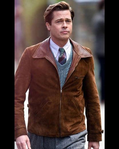 Brad Pitt Allied Suede Jacket