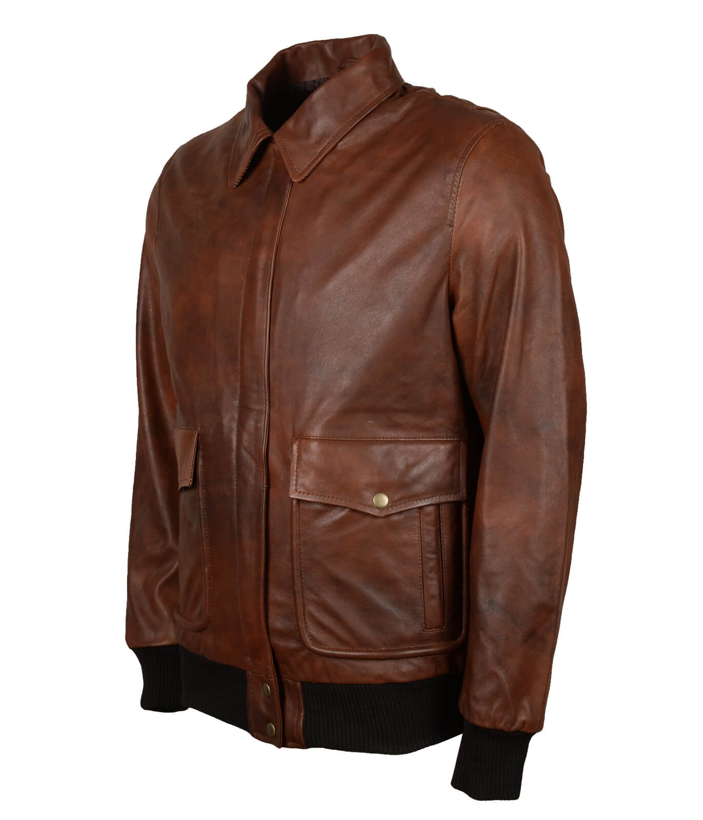 Brown Flight Bomber Leather Jacket Mens