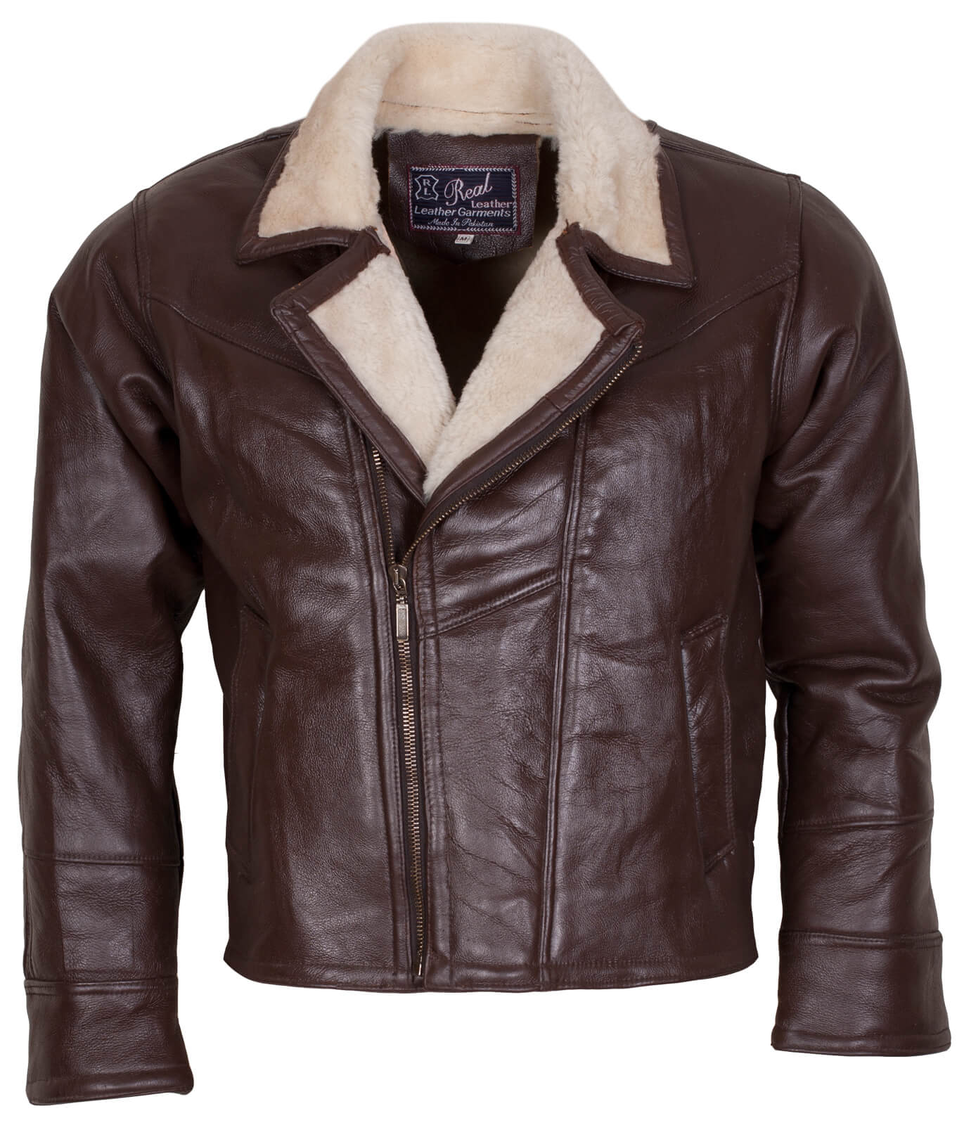 Brown Fur Collar Leather Jacket