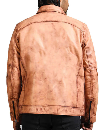 Brown Motorcycle Diamond Quilted Patch Jacket