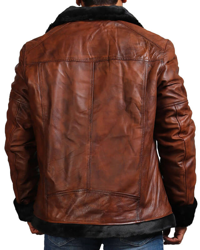 Brown Shearling Bomber Leather Jacket