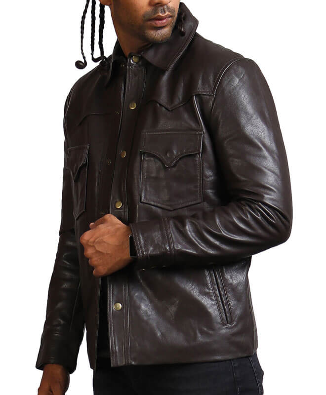 Brown Trucker Biker Leather Jacket