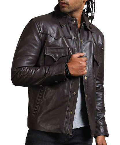 Brown Trucker Motorcycle Leather Jacket