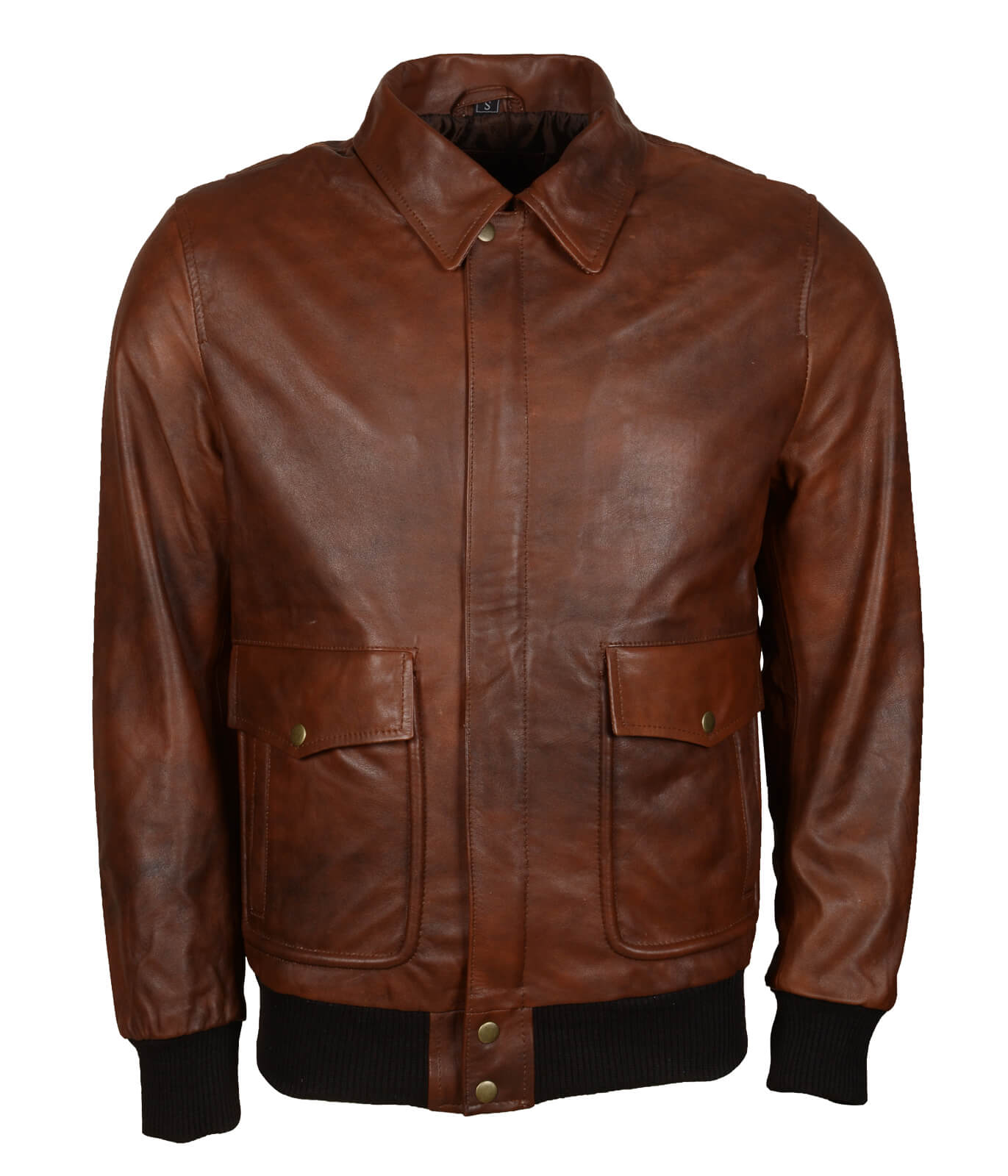 Brown Aviator Bomber Leather Jacket For Men