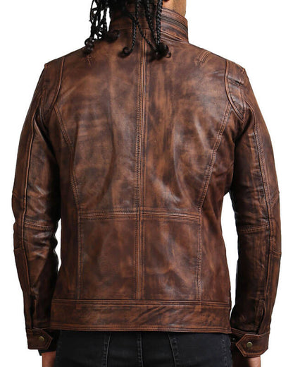 Brown Vintage Leather Motorcycle Jacket