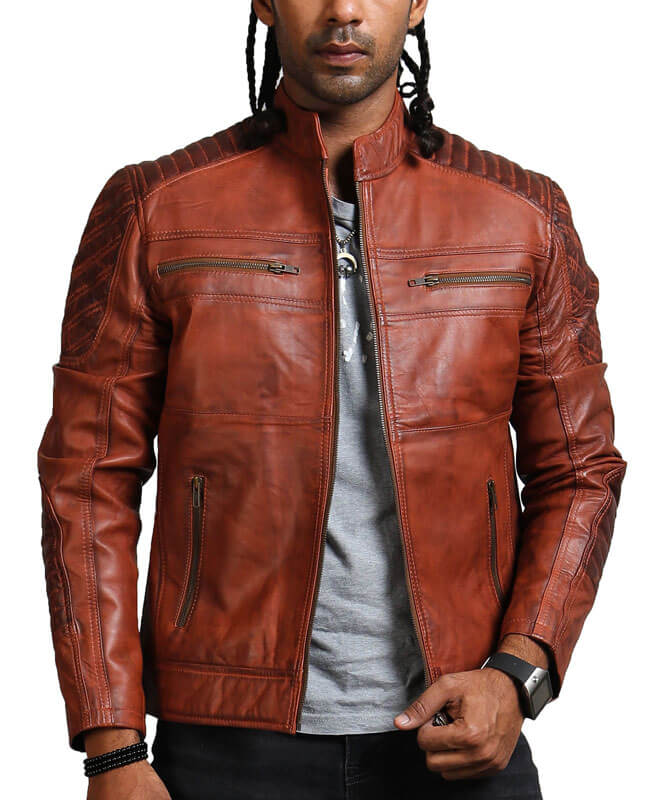 Brown Vintage Scarecrow Leather Jacket