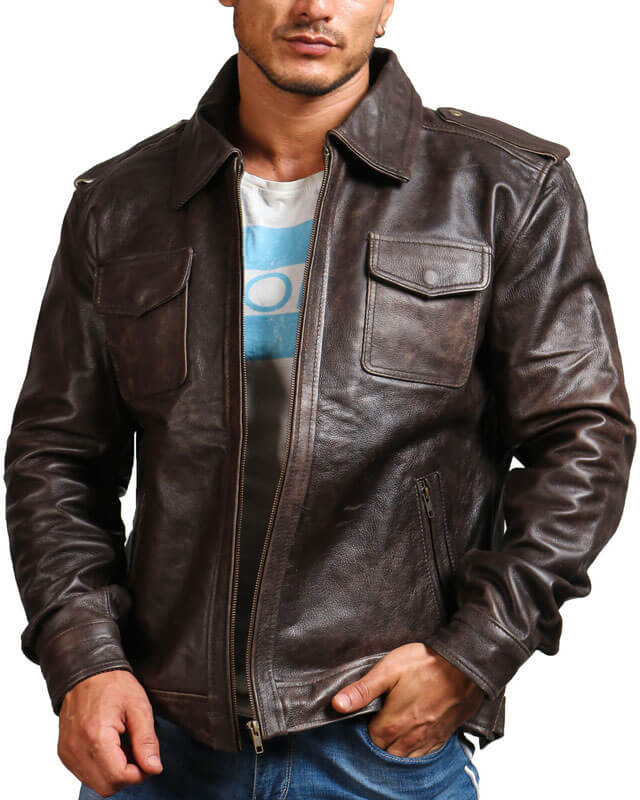 Brown Vintage Trucker Leather Jacket