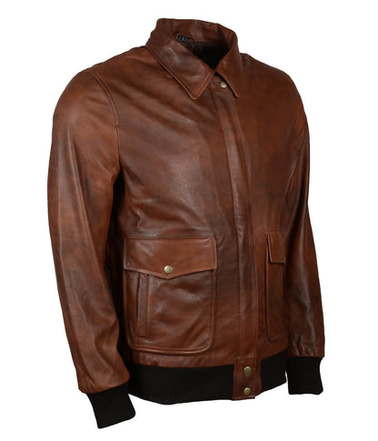 Brown Vintage Aviator Leather Jacket