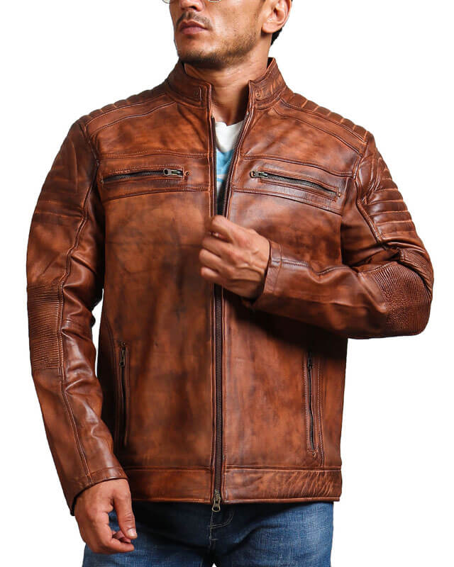 Cafe Racer Retro Brown Leather Jacket