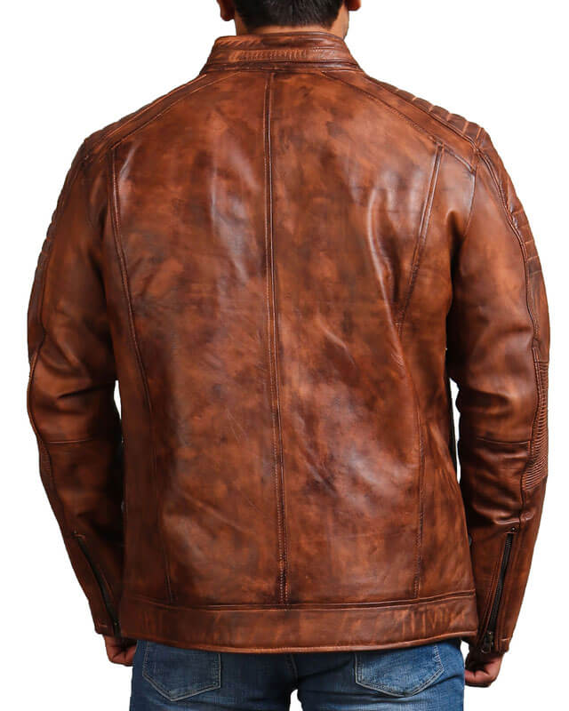 Cafe Racer Vintage Brown Genuine Leather Jacket