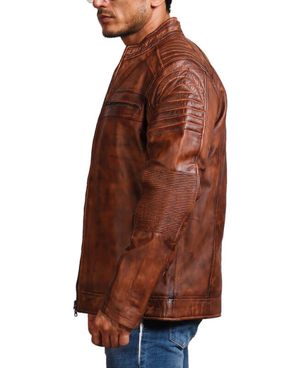 Cafe Racer Vintage Brown Real Leather Jacket