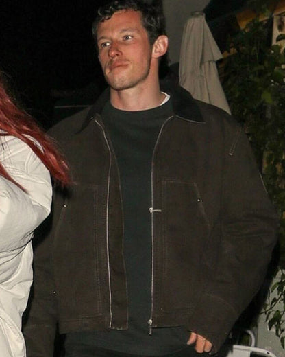 Callum Turner Gray Cotton Jacket