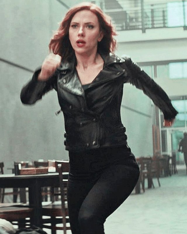 Captain America Civil War Natasha Romanoff Black Biker Jacket