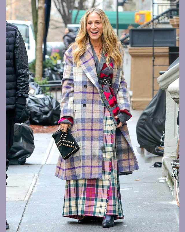 Carrie Bradshaw Plaid Coat