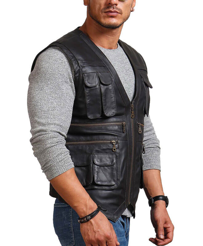 Chris Pratt Jurassic World Black Leather Vest