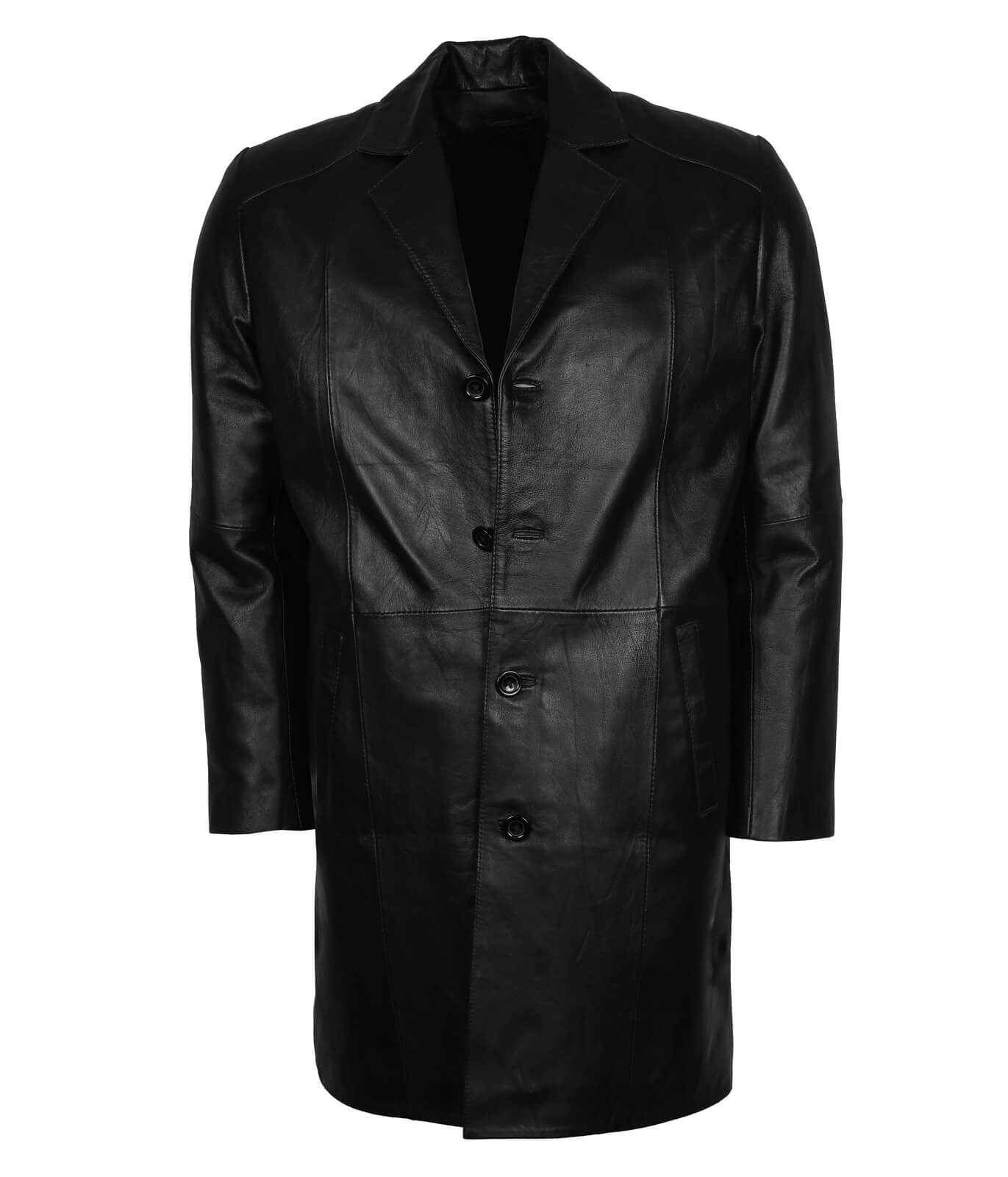 Classic Black Leather Coat Men