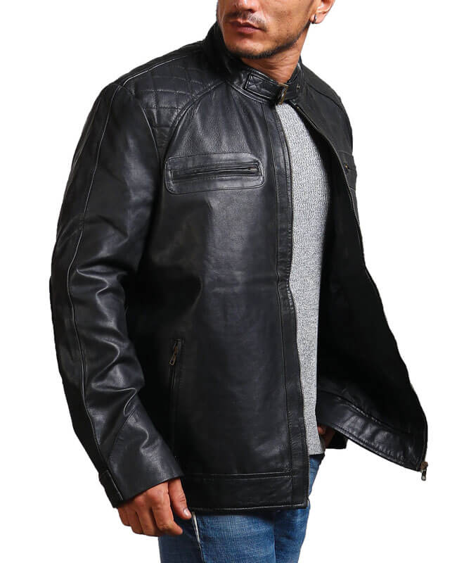 Classic Black Leather Jacket Men