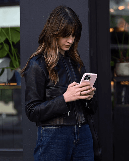Daisy Edgar Jones Black Leather Jacket