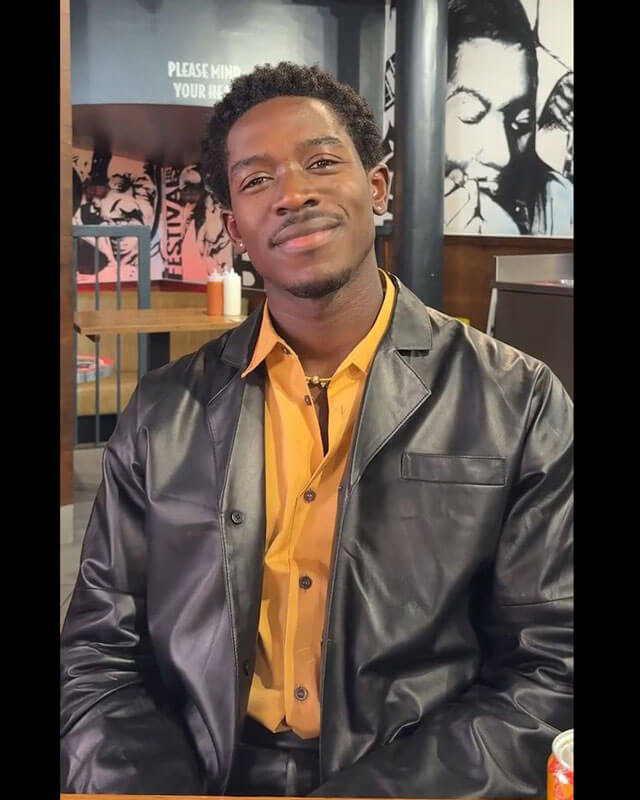 Damson Idris Chicken Shop Date Black Leather Coat