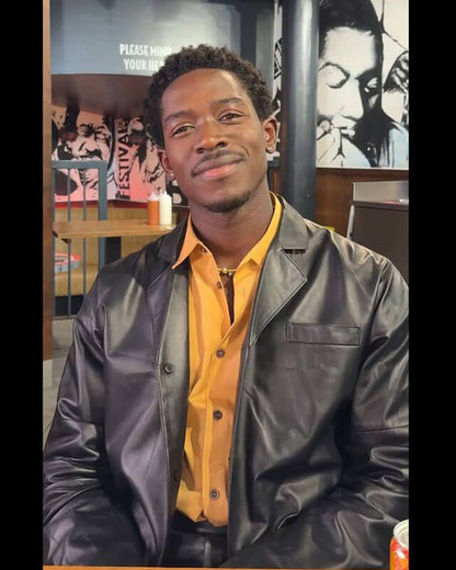 Damson Idris Chicken Shop Date Black Leather Coat