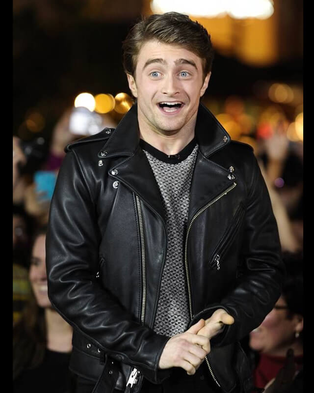 Daniel Radcliffe Black Biker Leather Jacket