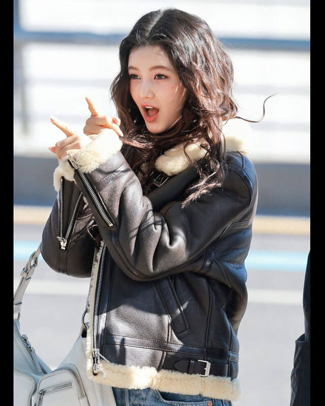 Danielle NewJeans Dark Brown Shearling Leather Jacket