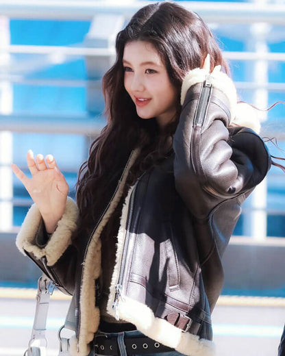 Danielle NewJeans Shearling Leather Jacket