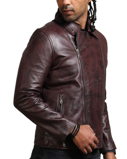 Dark Brown Asymmetric Biker Leather Jacket