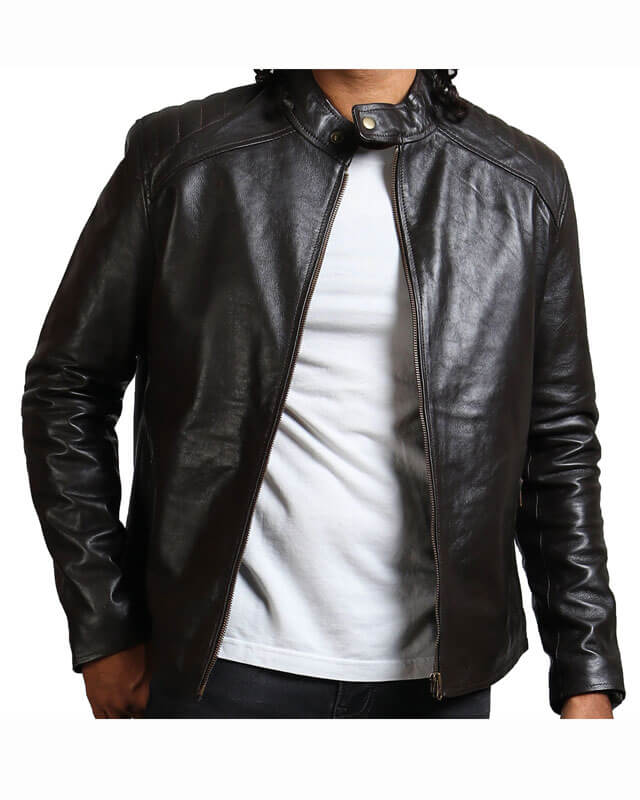 Dark Brown Classic Biker Genuine Leather Jacket Men