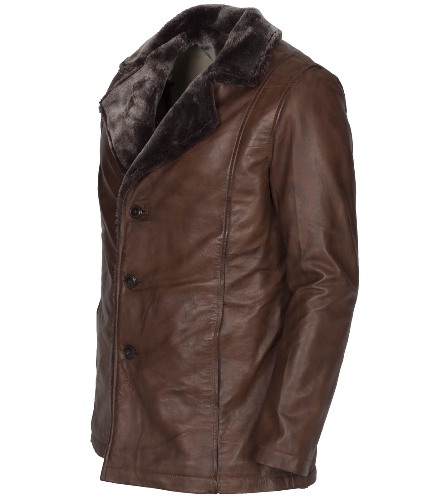Men's Dark Brown Shearling Leather Coat – AlexGear