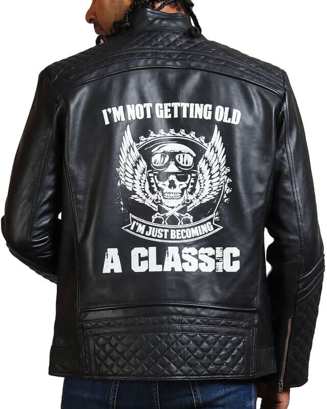 Diamond Quilted Skull Leather Jacket