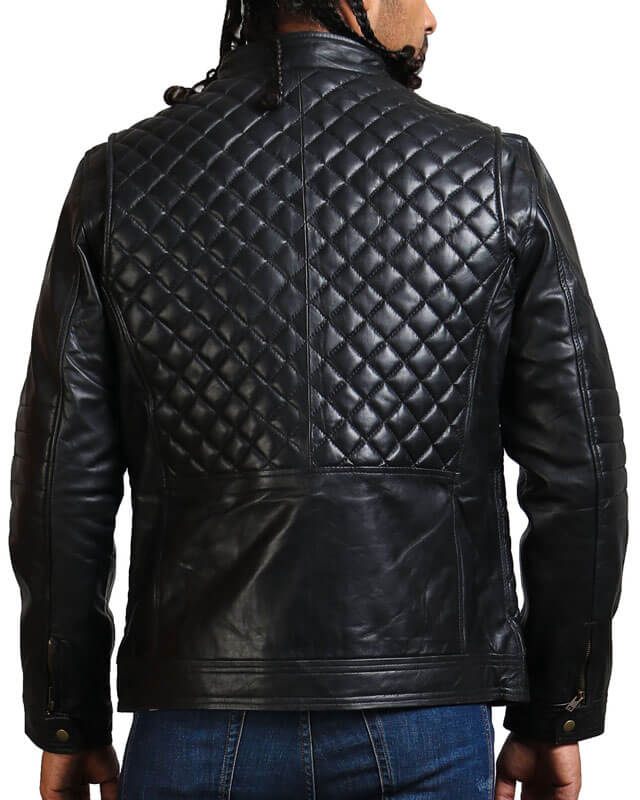 Diamond Quilted Winter Biker Jacket