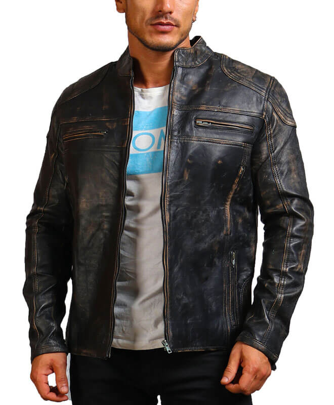 Distressed Men Black Jacket