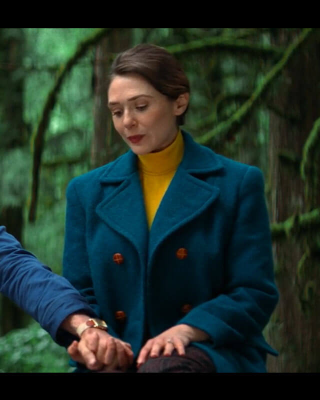 Elizabeth Olsen Eternity Blue Wool Coat