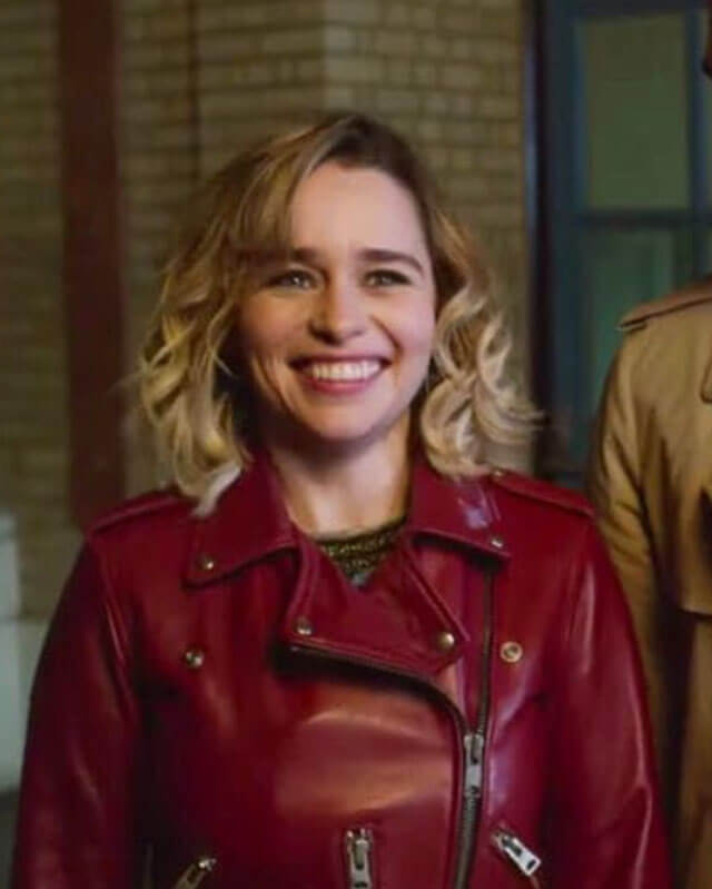 Emilia Clarke Last Christmas Red Leather Jacket